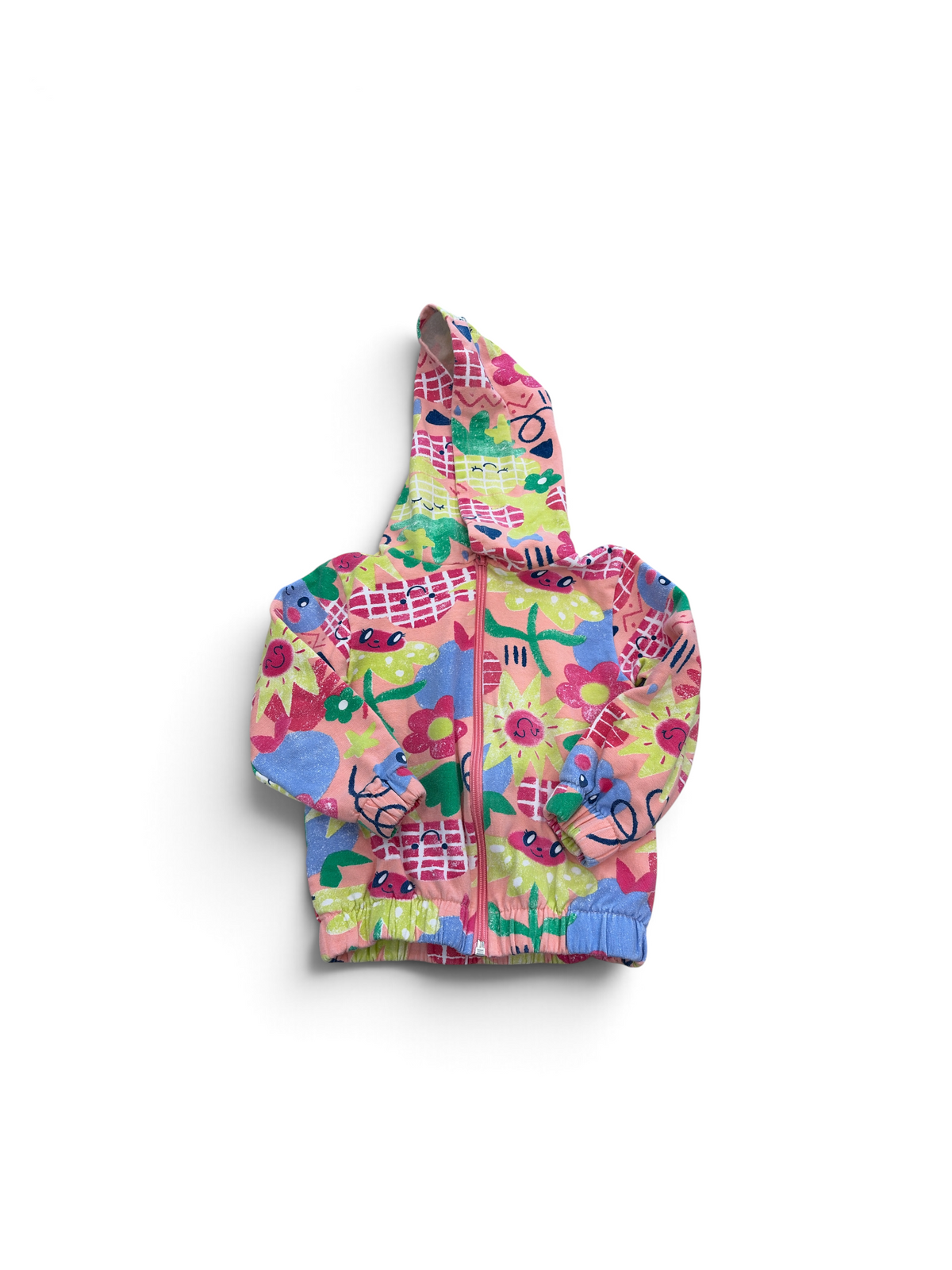 Peach/Rainbow Elian Sunshine Flower Hoodie , 4T