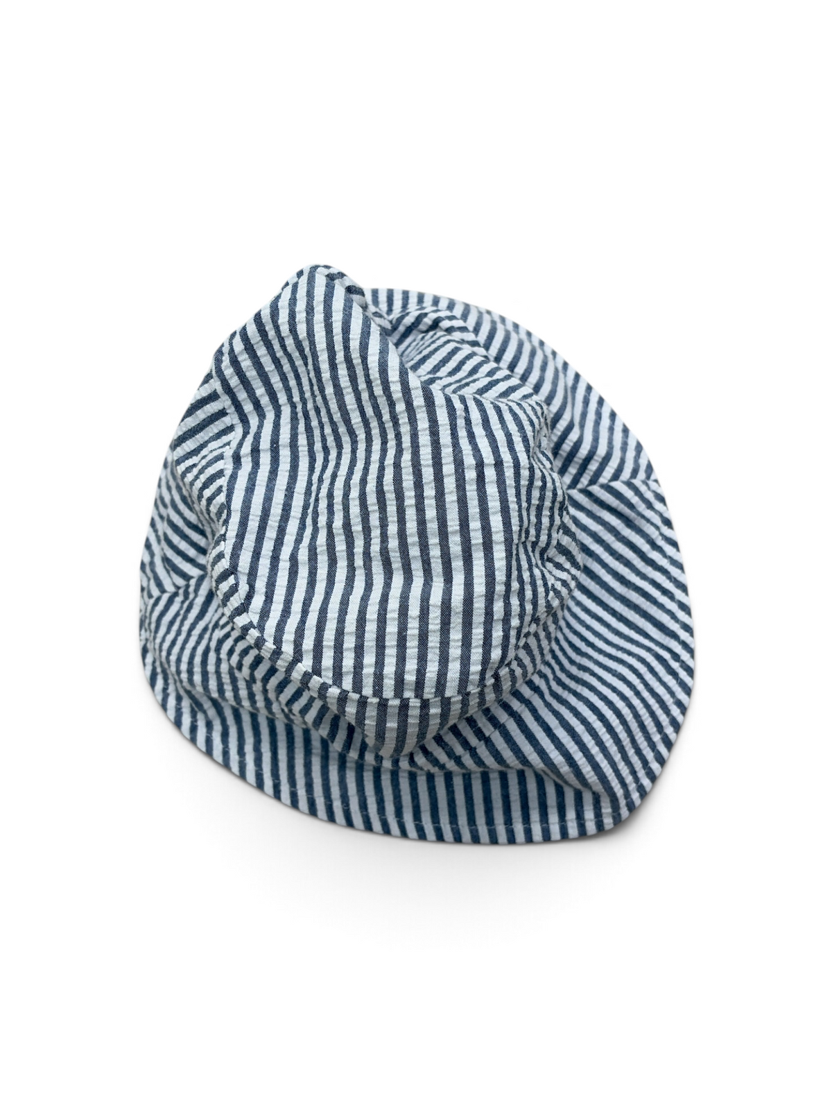Blue/White Flap Happy Seersucker Bucket Hat, XL
