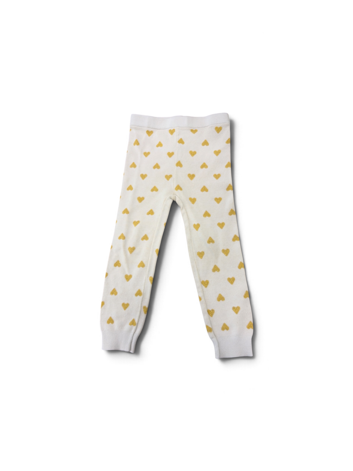 Cream/Gold Baby Gap Heart Knit Leggings, 3T