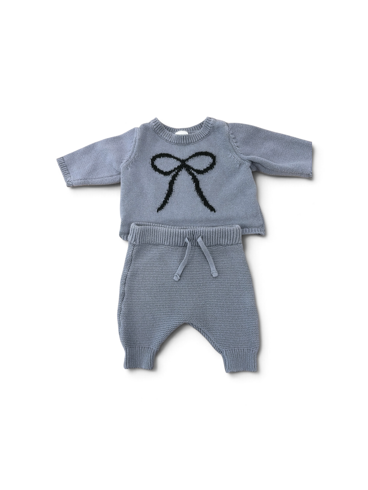 Purplish Gray Carter's Bow Knit Set, NB