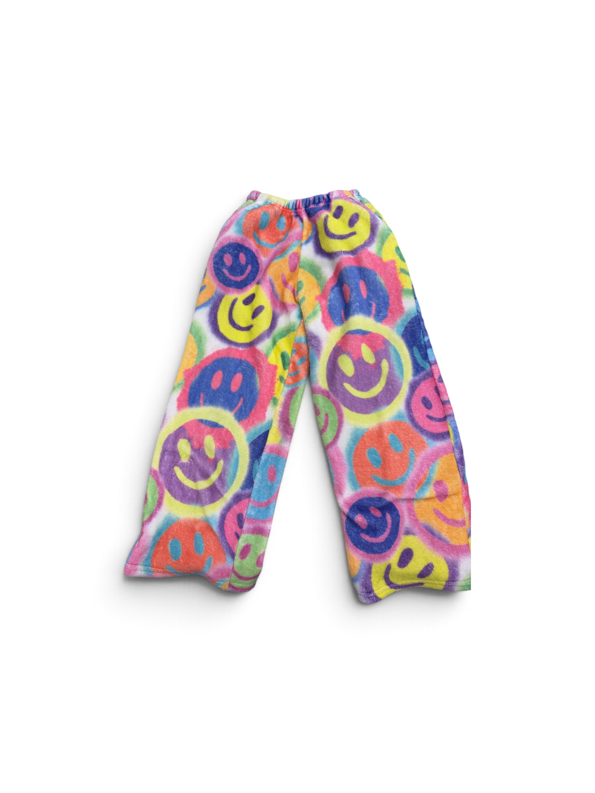 Rainbow  Smiley Plush Pants, 8Y
