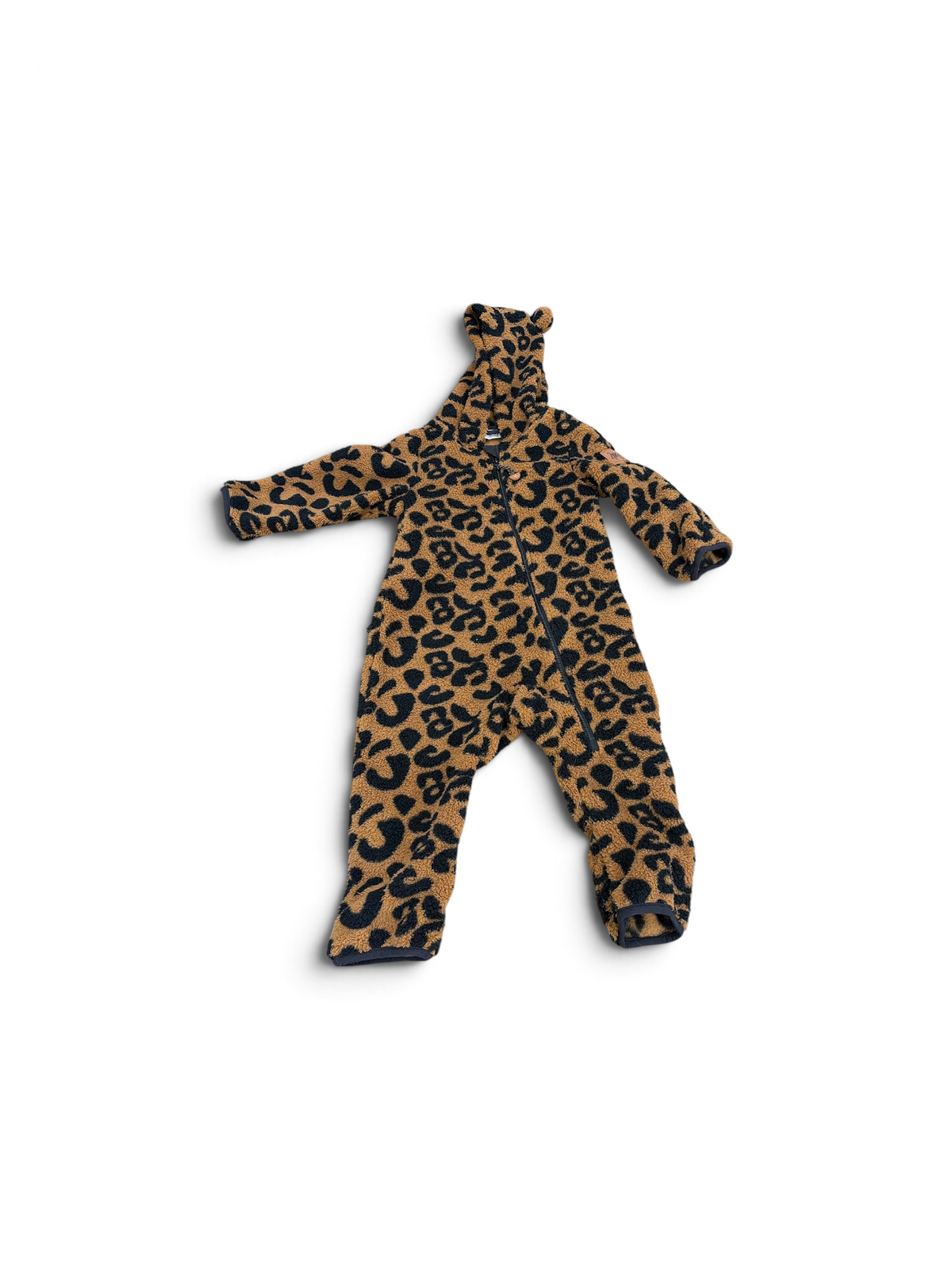 Brown Deux Par Deux Leopard Fleece Bunting, 18M