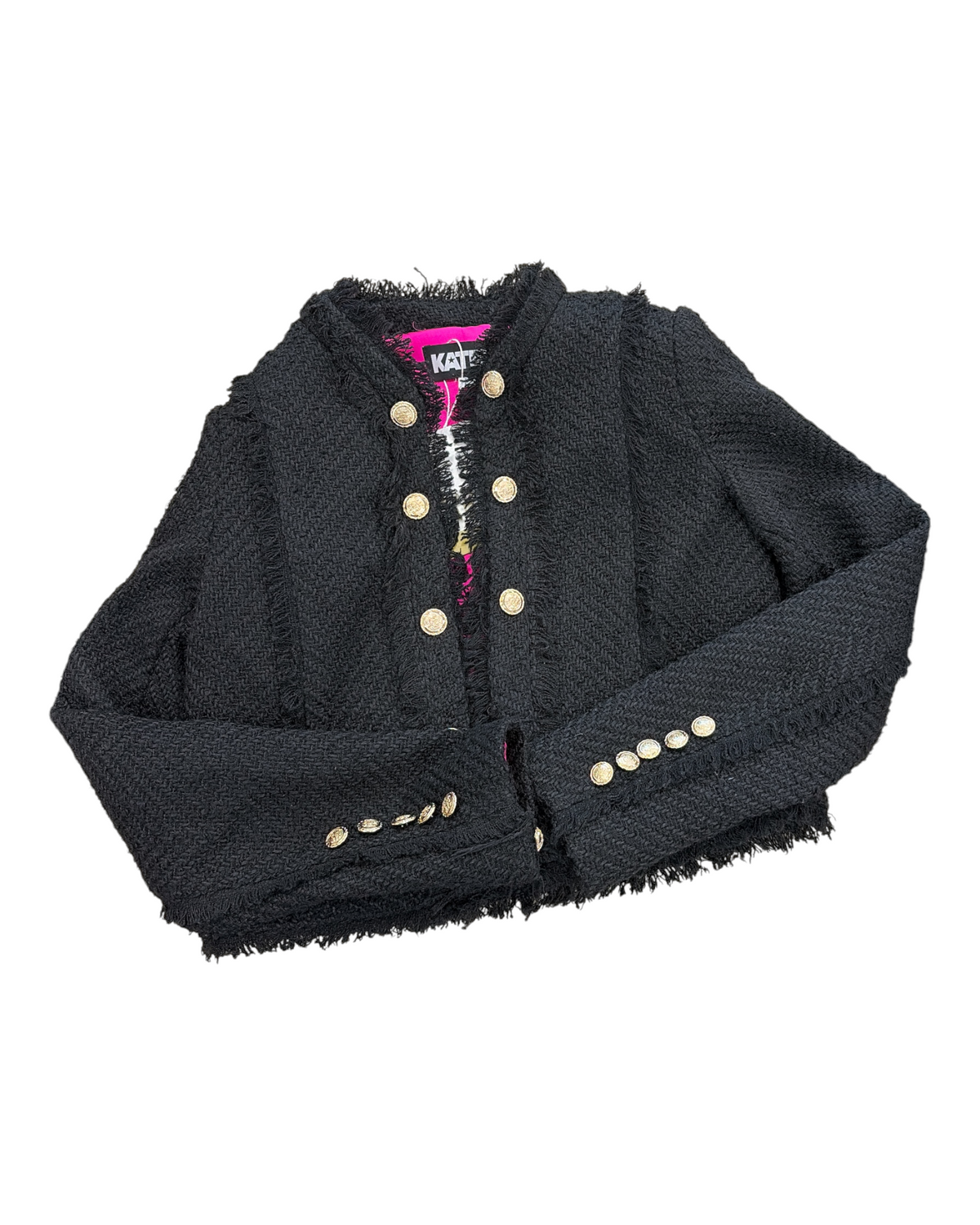 Black/Gold KatieJNYC Tweed Coat , 10-14