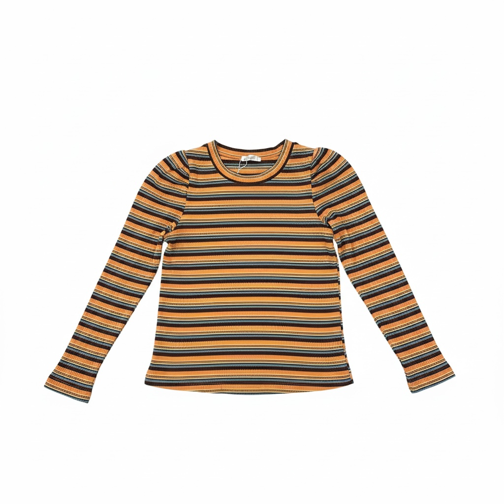Orange Hayden Girls Ribbed Long Sleeve, 8-10y
