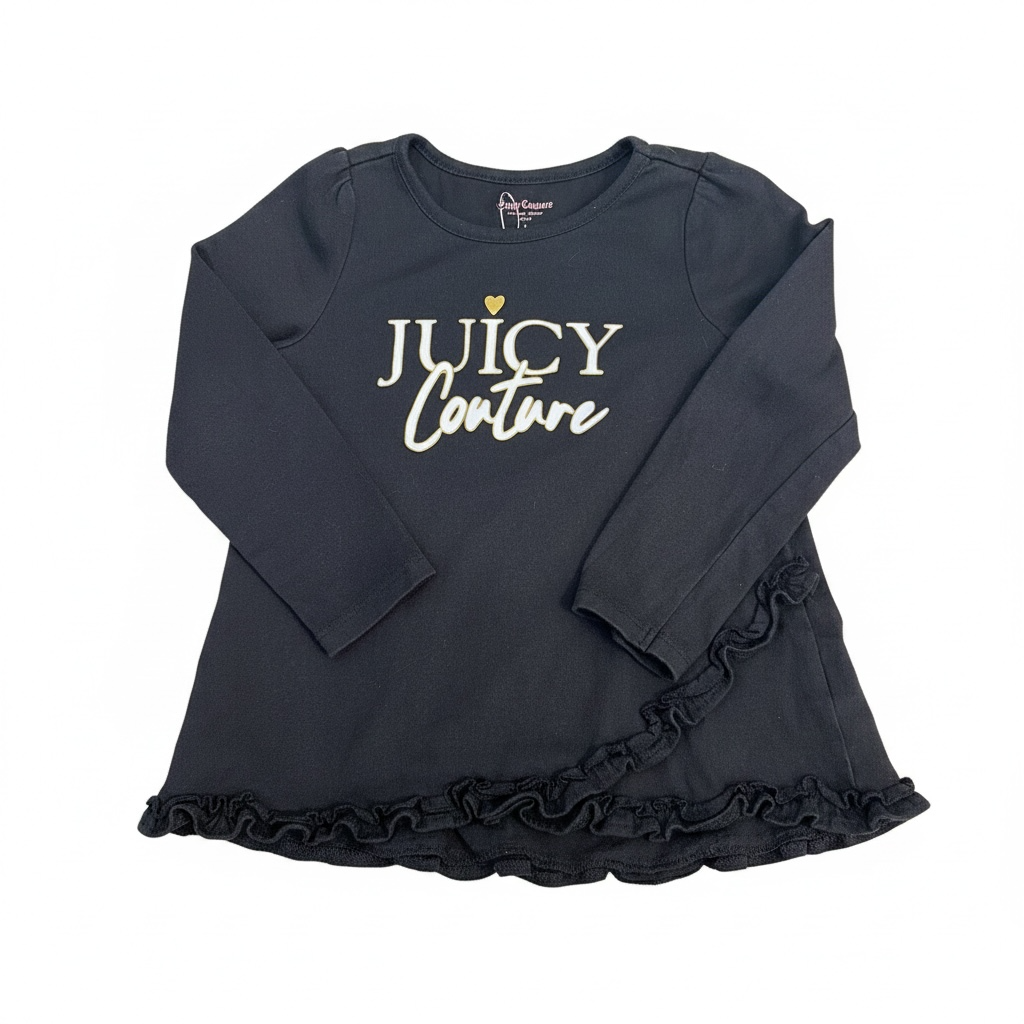 Black Juicy Couture Logo Ruffle Long Sleeve, 5T