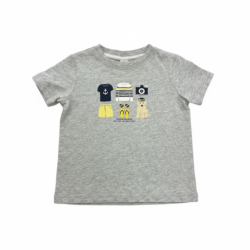 Gray Janie and Jack Nautical Dog Tee, 3T
