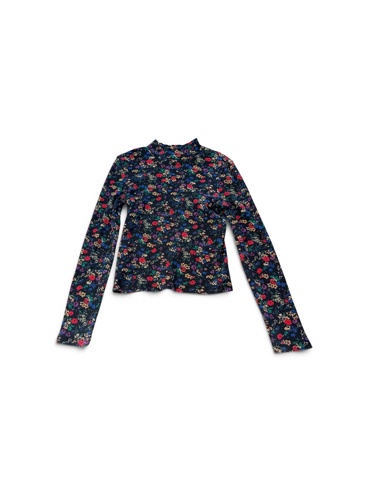 Black Gap Kids Floral Ribbed Mock Turtleneck, 8Y