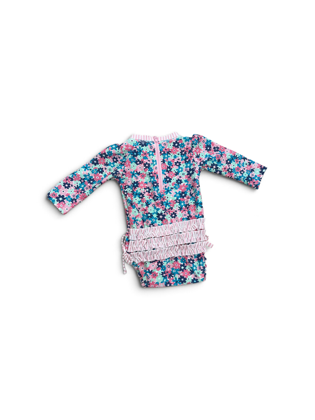 Pink/Blue Ruffle Butts Floral Bathing Suit, 3-6M