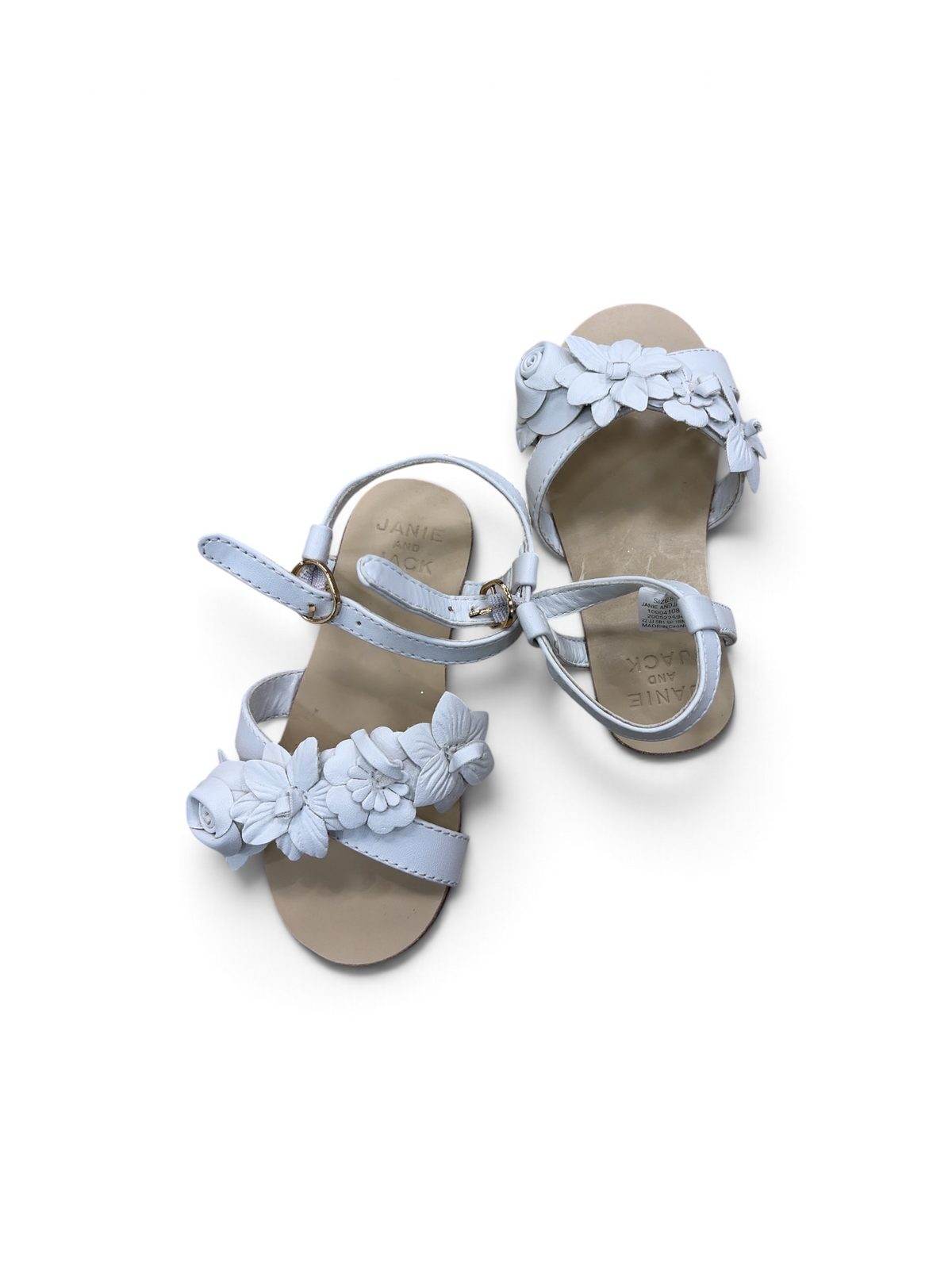 White Janie and Jack Floral Sandals, 8c