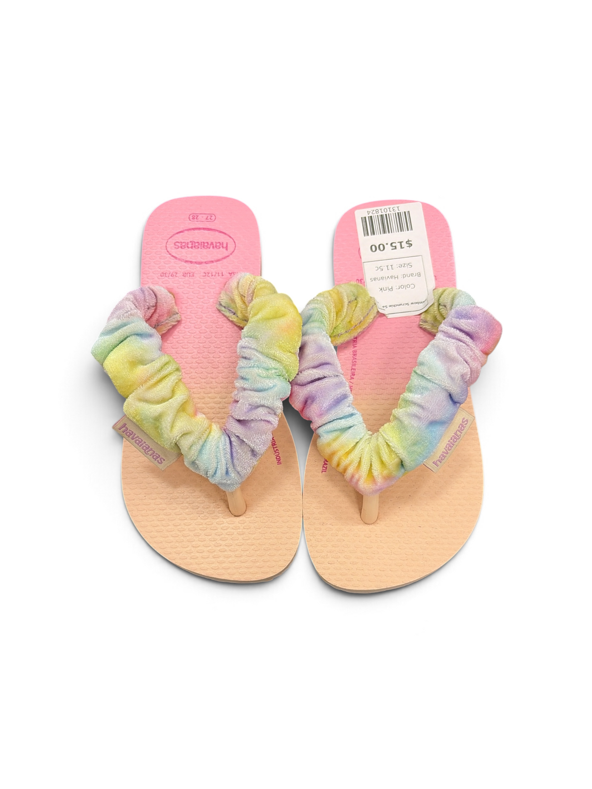 Pink Havianas Rainbow Scrunchie Sandals, 11.5c