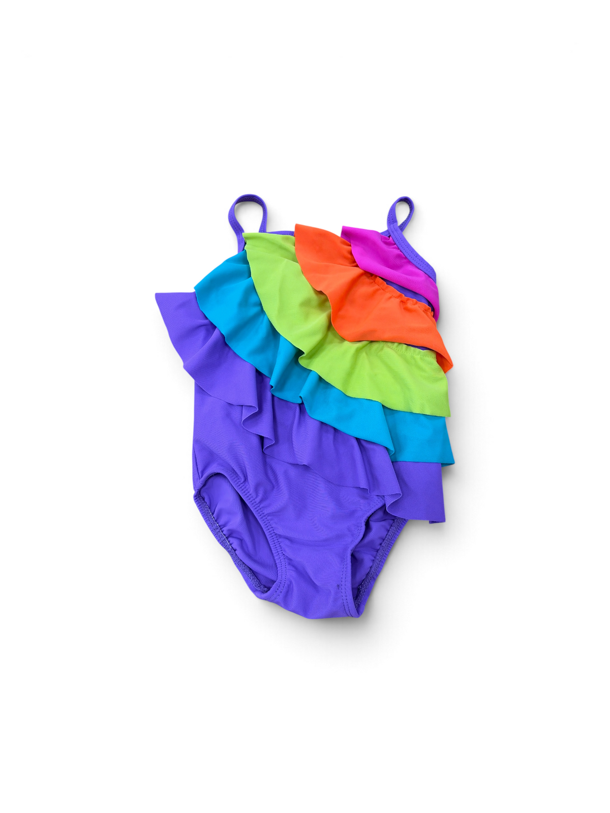 Purple/Rainbow The Children's Place Ruffle Bathing Suit, 24M