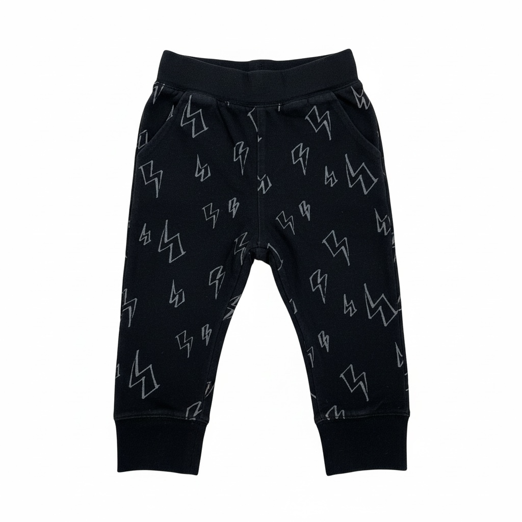 Black Baby Gap Lightning Bolt Joggers, 18M