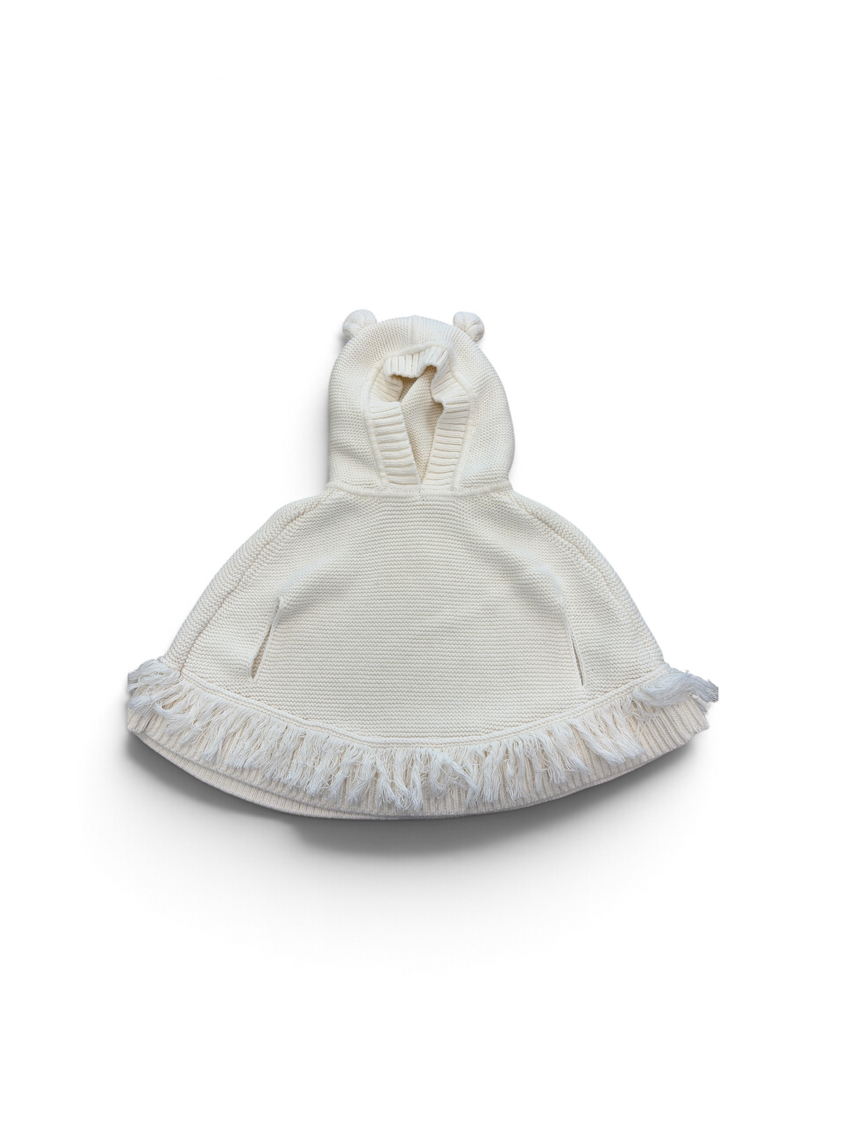 Cream Baby Gap Hooded Poncho, 12-18M