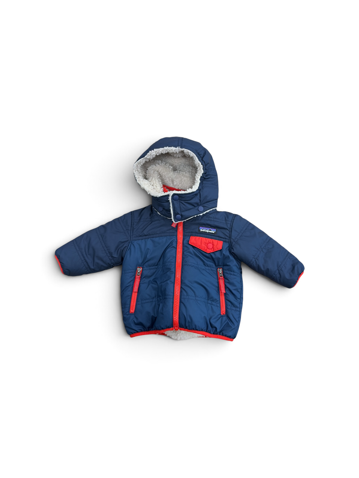 Navy Patagonia Fleece-Lined Puffer, 6M