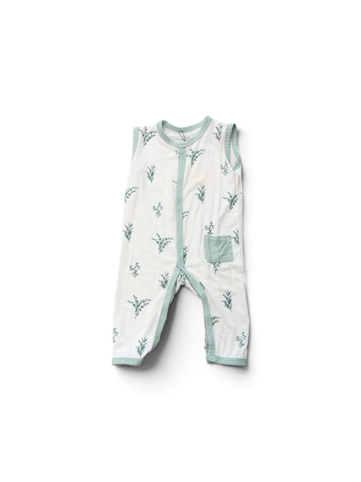 White/Green Kyte Baby Greens Floral Jumpsuit, 6M