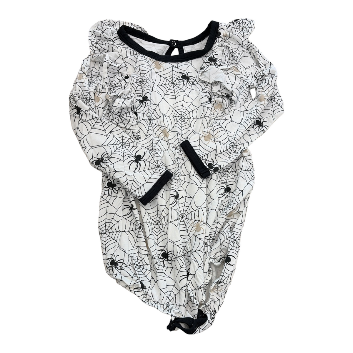 White Kyte Baby Spider Ruffle Bodysuit, 2T