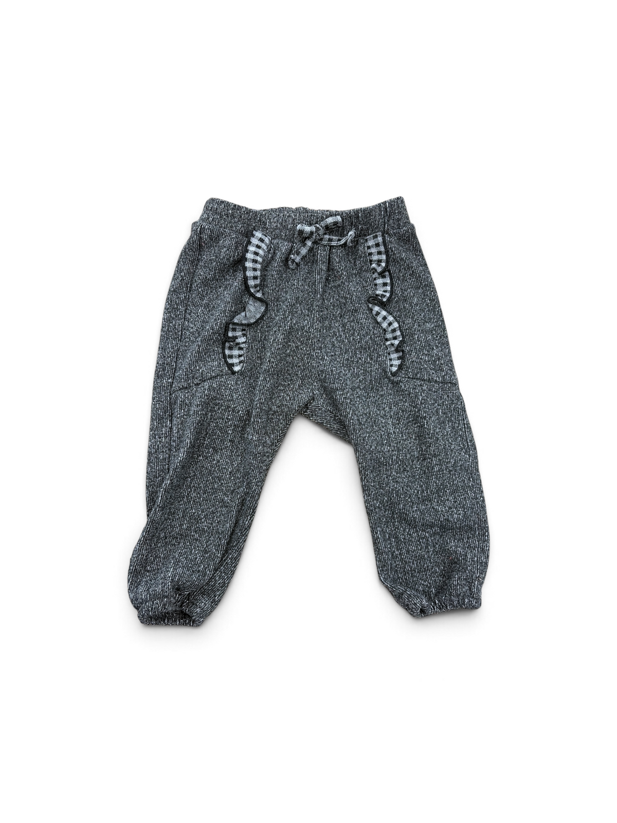 Gray Zara Gingham Pocket Joggers, 12-18M