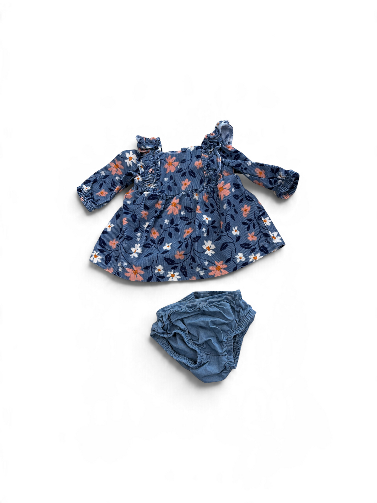 Blue Carter's Floral Corduroy Dress/Diaper Cover, NB
