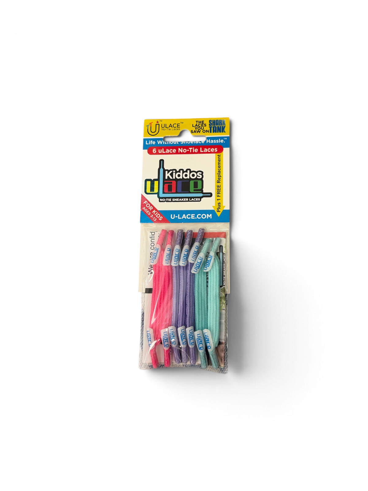 Pastels U-Lace No-Tie Sneaker Laces 6-Lace Pack , Kiddos