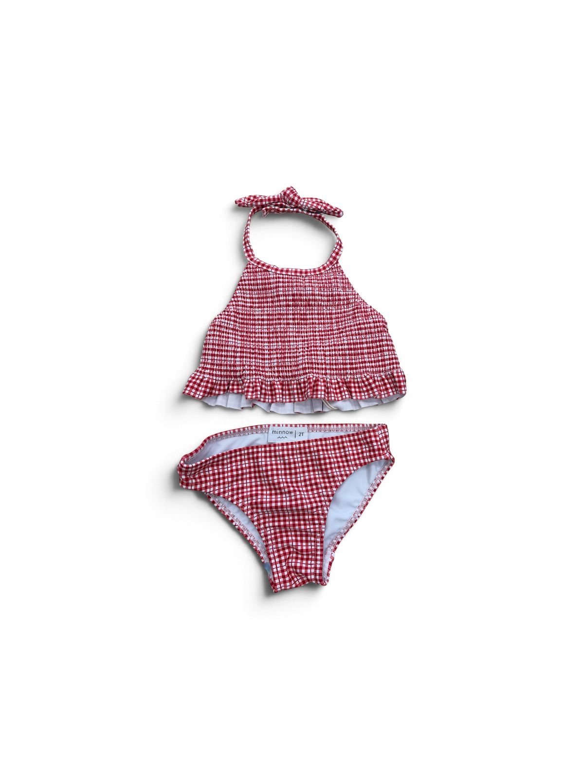 Red Minnow Gingham Bikini, 2T (Brand New with Tags)