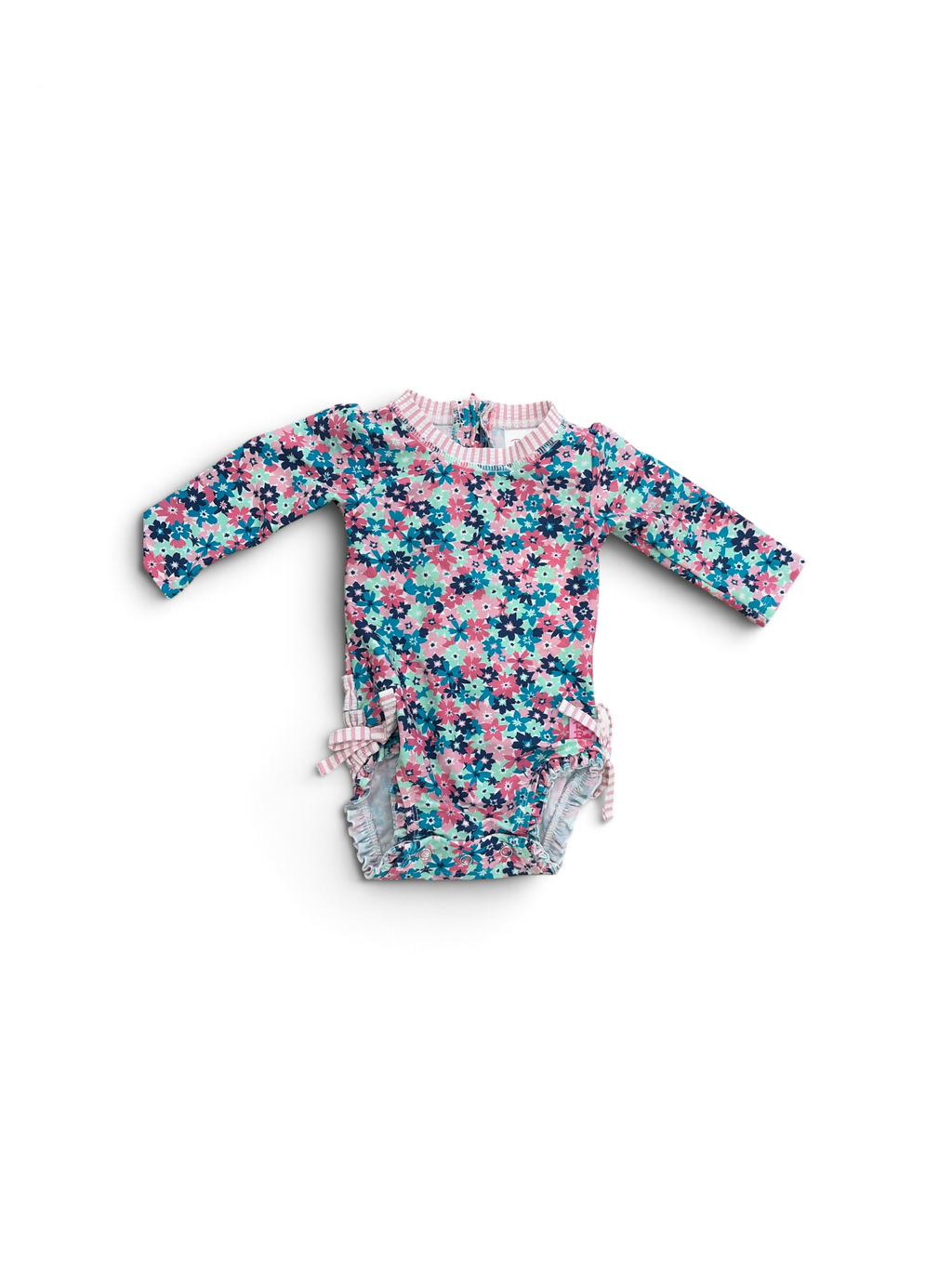 Pink/Blue Ruffle Butts Floral Bathing Suit, 3-6M