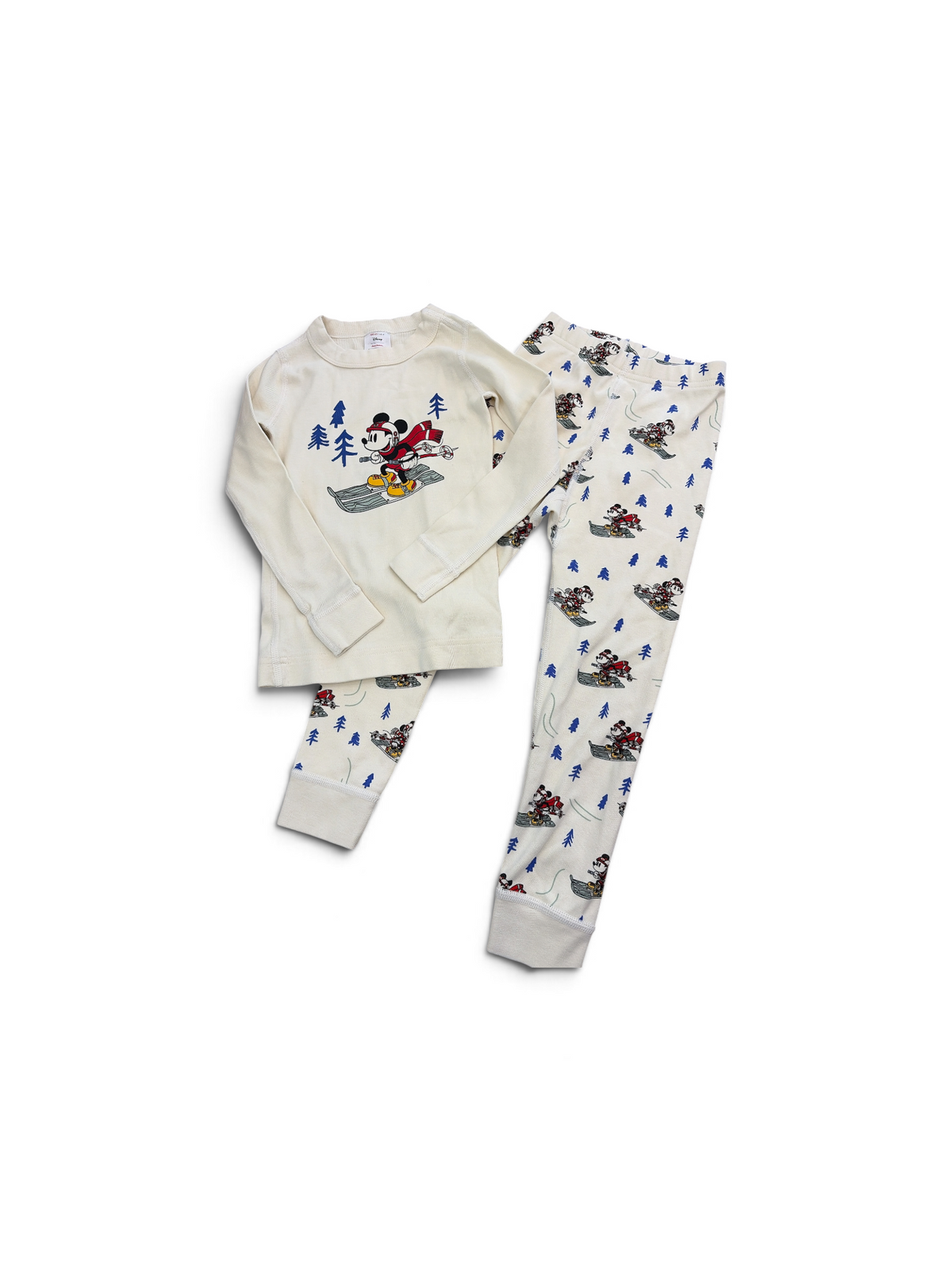 Cream Hanna Andersson Holiday Mickey PJ Set, 4T