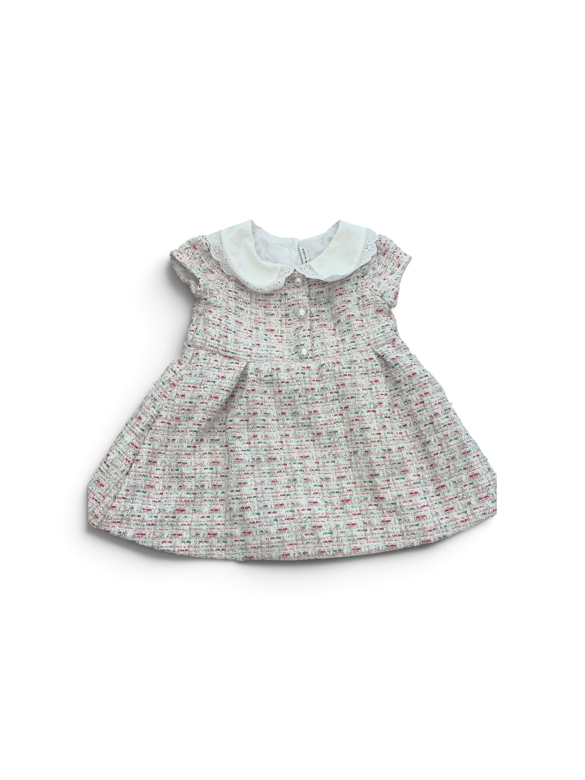 White/Pink Janie and Jack Tweed Dress, 12-18M
