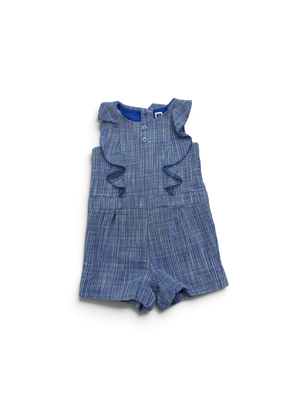 Blue Janie & Jack Tweed Romper, 18-24M