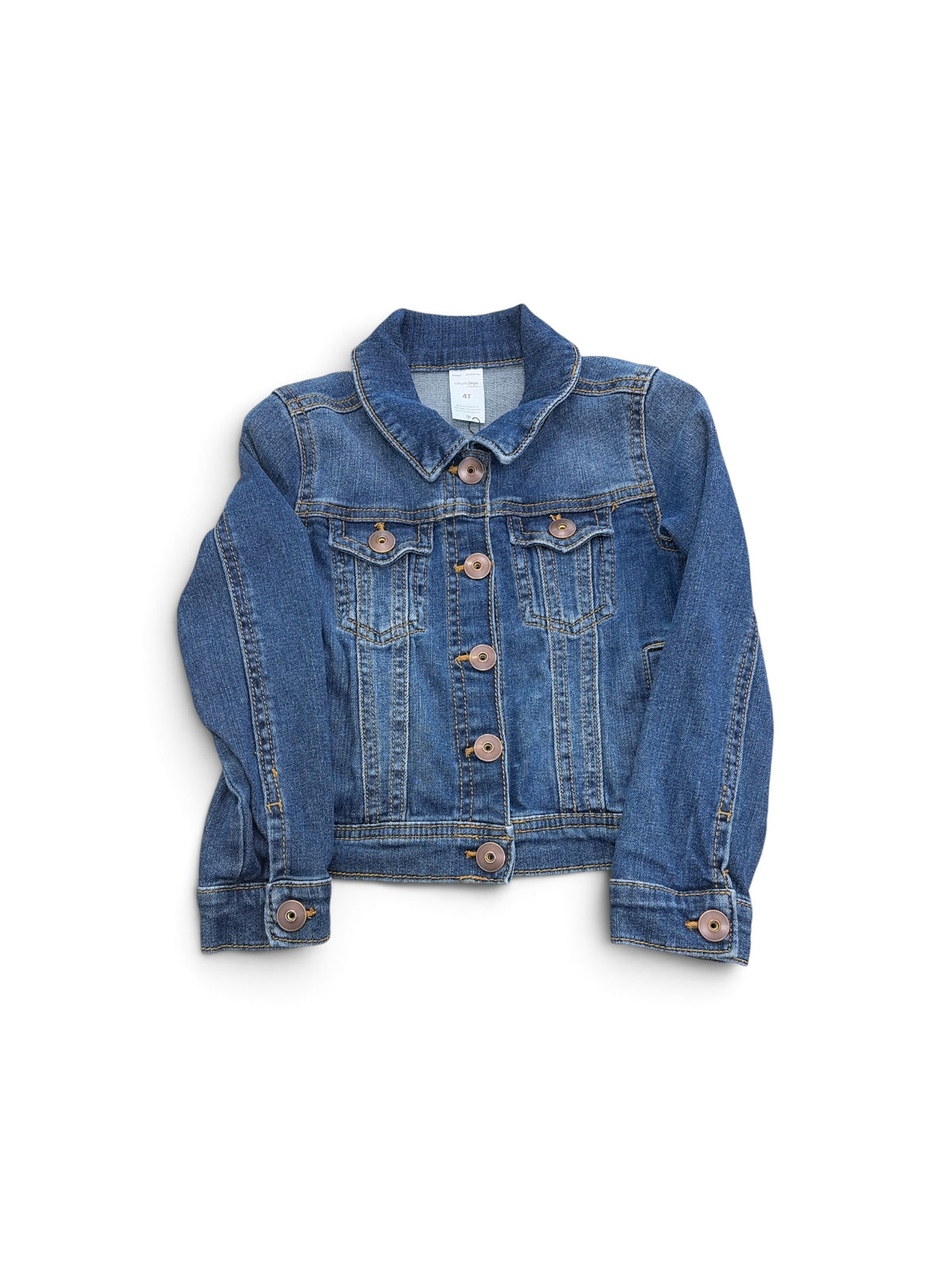 Simple Joys by Carter's toddler blue denim jean jacket with button-front closure and chest pockets.