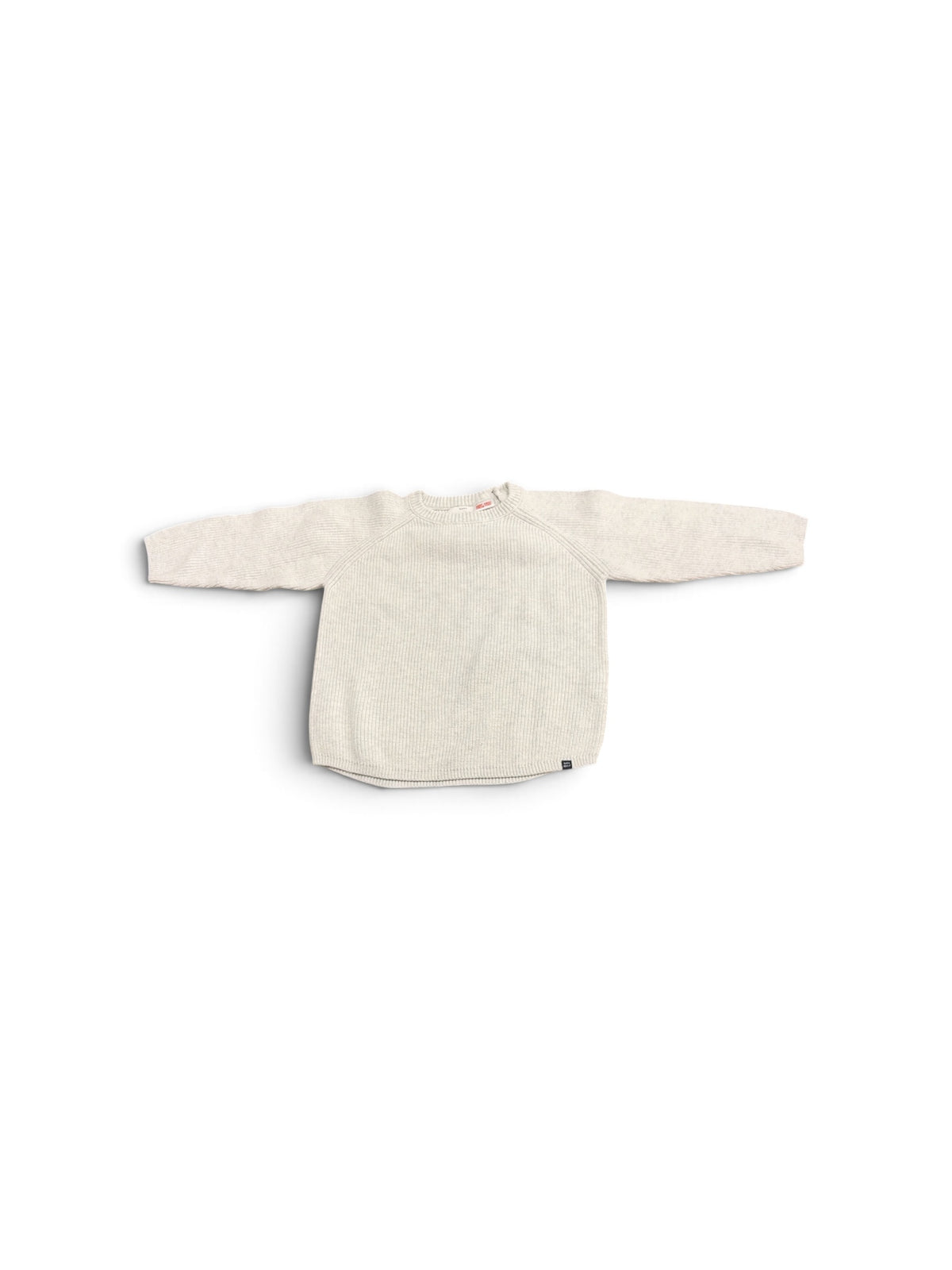 Zara kids gray knit sweater with long sleeves and ribbed crew neck, size 3-4 years.